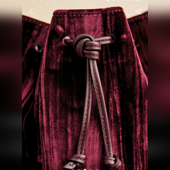 Sezane Farrow Burgundy Velvet Micro Bucket Bag - Picture 5 of 6